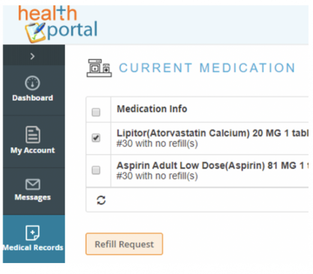 Patient Portal Screenshot